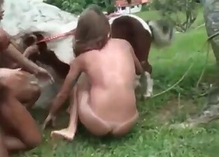 Three Latinas gang up on a sexy pony
